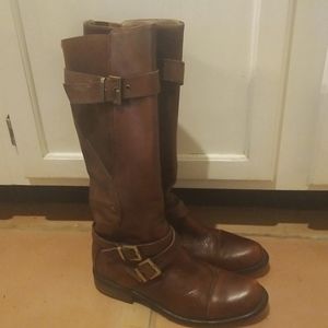 Miz Mooz Tall Leather Strapped Riding Boots Kailia